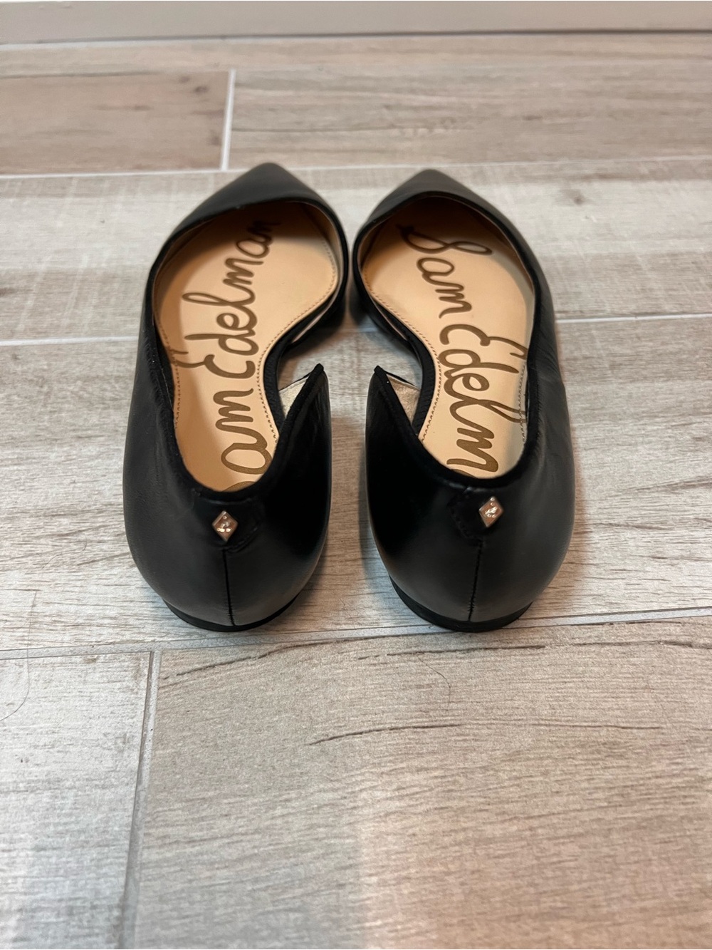 Sam Edelman Black Leather Pointed D'Orsay Flats - Picture 3 of 4